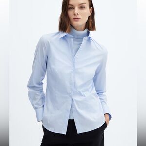 NWT Mango Light Blue Poplin Slim fit Button-Down Shirt